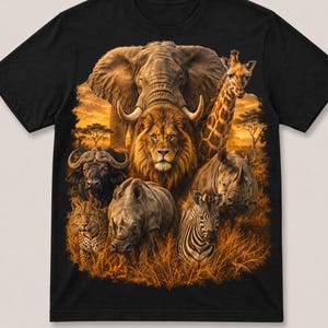 Safari africain PNG, motif de t-shirt faune de la savane, téléchargement DTF/DTG