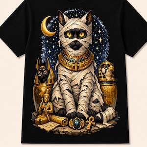 Egyptische mummiekat PNG fantasie shirt ontwerp digitale download