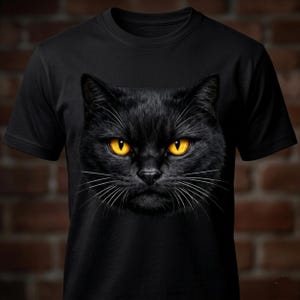 Big Face Black Cat Tshirt Design digital download thumbnail for POD platforms