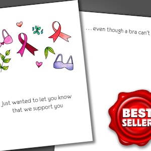 Bra Can't Support You - Breast Cancer Card, Funny Cancer Support, Get Well Soon Card
