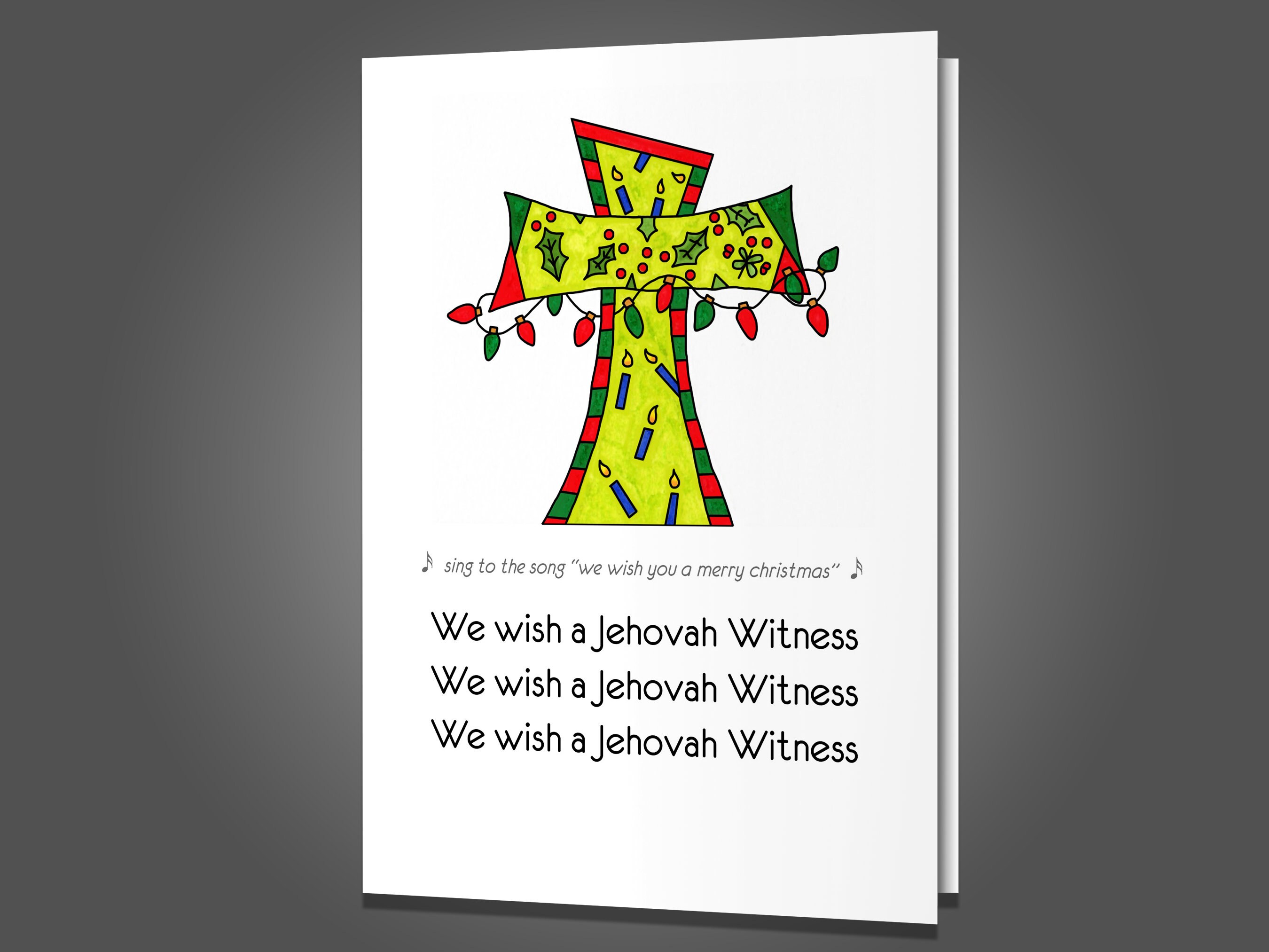 Jehovah Witness Visit Christmas Card, Funny Christmas Card, Merry