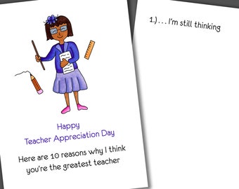 Greatest Teacher Appreciation Card, Funny Teacher Card, Funny Thank You Card
