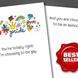 I&#39;m Gay, You&#39;re an Ass LGBTQ Card, Funny LGBTQ Card, Funny Pride Card