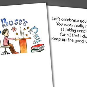 Take All The Credit Boss Day Card, Funny Boss Day Card, Happy Boss Day Card