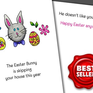 Easter Bunny Doesn&#39;t Like Your Kids Card, Funny Easter Card, Happy Easter Card