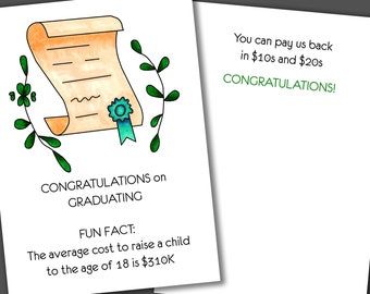 Funny Pay Us Back Graduation Card, Adult Humor Congrats