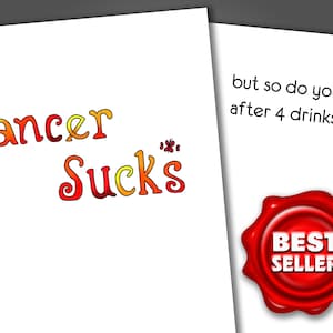 Cancer Sucks Get Well Soon Card, Funny Cheer Up Card, Encouragement Card
