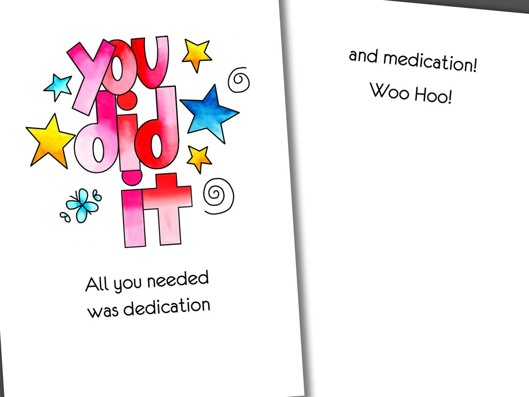 Fun Dedication Dedication and Medication Funny Congratulations Card, Funny Adult Humor ...