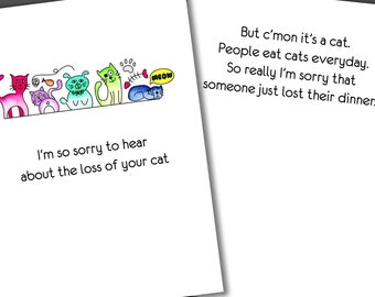 Funny Pet Loss Sympathy Card, Watercolor Design