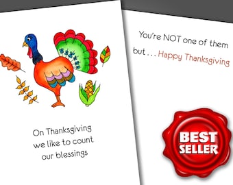 Funny Thanksgiving Card, Watercolor Turkey Design