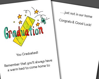 Funny Graduation Card, Watercolor Art, Congratulations