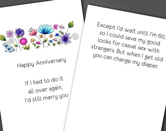 Funny Anniversary Card, Watercolor Marriage Humor