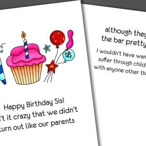 Suffering Childhood, Sister Birthday Card, Funny Birthday Card, Funny Sister Card