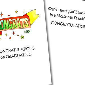 Graduating To McDonald&#39;s Graduation Card, Funny Congratulations Card, Funny Graduation Card
