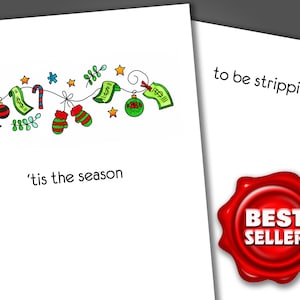 Christmas Stripper Card, Funny Christmas Card, Merry Christmas Card