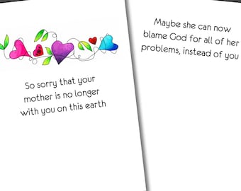 Blaming God Mom Sympathy Card, Funny Bereavement Card, Funny Loss Of Mom Card