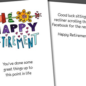Recliner & Facebook Retirement Card, Funny Retirement Card, Congratulations Card