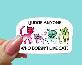 Funny Cat Judge Vinyl Sticker – Sarcastic Laptop Decal