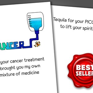 Tequila In Your PICC Line Cancer Card, Funny Cancer Card, Funny Support Card