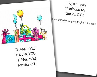 Funny Re-Gift Thank You Card, Adult Humor