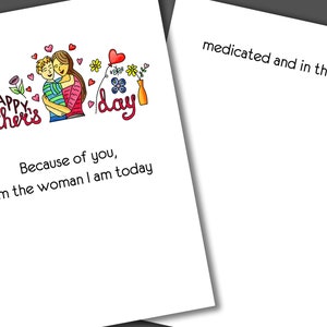 Medicated And Therapy Mothers Day Card, Funny Mother&#39;s Day Card, Happy Mother&#39;s Day Card