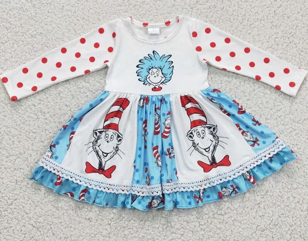 Dr Seuss Things Long Sleeve Girls Boutique Apron Twirl Dress Etsy Dr seuss things long sleeve girls boutique apron twirl dress etsy