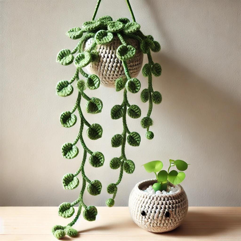 かぎ針編みの植物パターンセット: あみぐるみ、多肉植物、つる