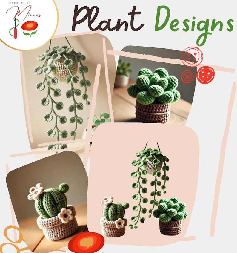 Beginner Crochet House Plant Patterns - Cactus, Trailing Vine, Mini Succulent