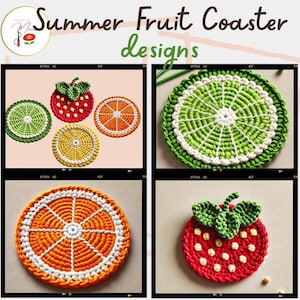 Crochet Pattern - Summer Fruits Coaster | Cute & Functional Fruit Coaster Decor | Beginner Crochet Friendly