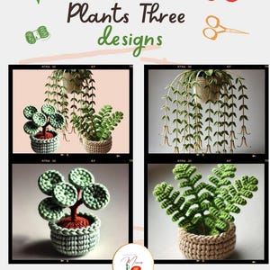 Crochet Pot Plant Pattern Set | Amigurumi Fern Plant, Hoya Linearis & Money Plant | Beginner Crochet Pattern