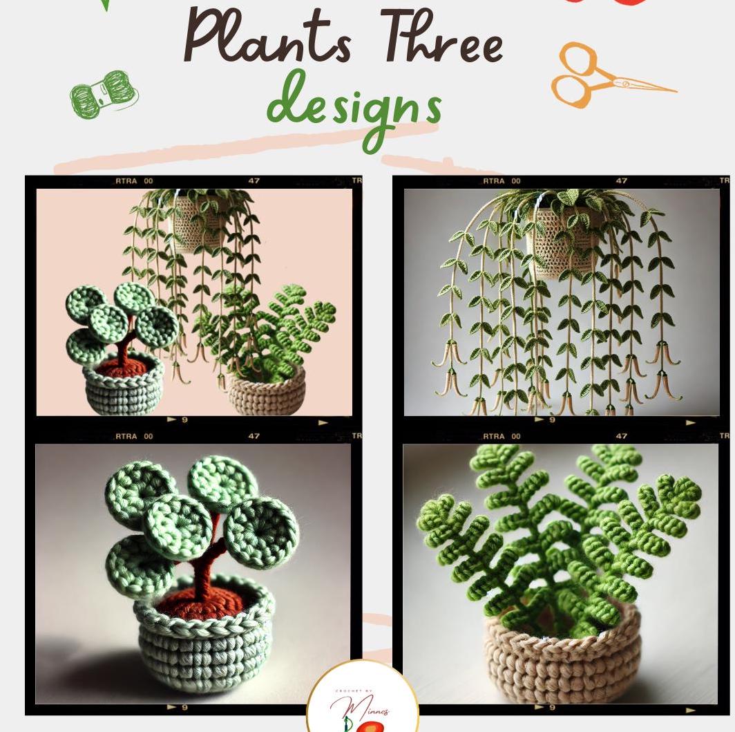 Crochet Pot Plant Pattern Set Amigurumi Fern Plant