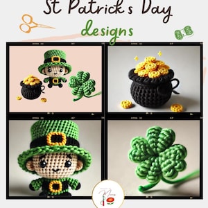 St. Patrick’s Day Amigurumi Set – Shamrock, Leprechaun & Pot of Gold Crochet Patterns - Beginner Patterns