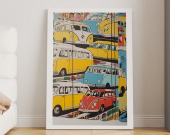 Mid-Century Pop Art Poster: Vintage Poster Retro Wall Prints Bright Colors, Graphic Patterns Wall Art Poster Wall Decor.