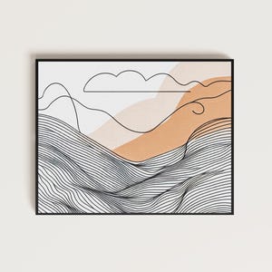 Minimalist Lines Art, Lines Art Print, Digital Download, Beige Printable Art, Abstract Line Drawing Print, Minimal Art Poster
