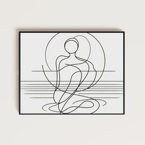 Woman Line Drawing Art Print, Minimalist Feminine One Line Wall Home Decor, Female Body Print Poster, Modern Body Line Art, Digital Download