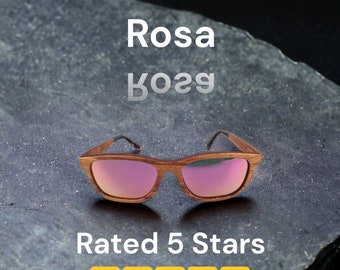 Rosa Premium Wood Wayfarer Unisex Sunglasses Birthday Gifts for Girlfriend - Polarized Sunglasses for Women - Engagement Gifts for Her