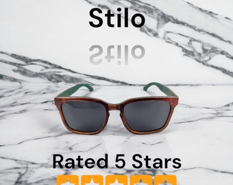 Stilo Acetate Glasses Wooden Sunglasses Handmade Best Man Gift - Durable Premium Wood Men's Wayfarer Sunglasses for Groomsman Gift