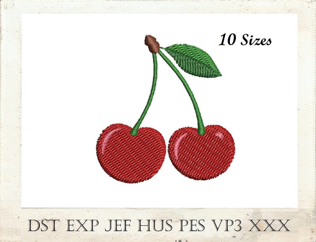 Cherry Embroidery Design File, Two Cherries Machine Embroidery, Machine ...