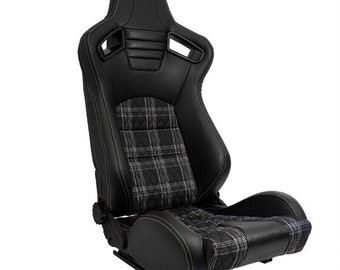 AUTOSTYLE x1 Univ Single Sports Full Bucket Seat Black NON recline inc runners