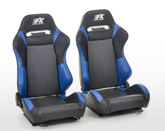 FK Universal Fixed Back Bucket Seats Black & Red / Blue / Orange Car 4x4 Van main image 1