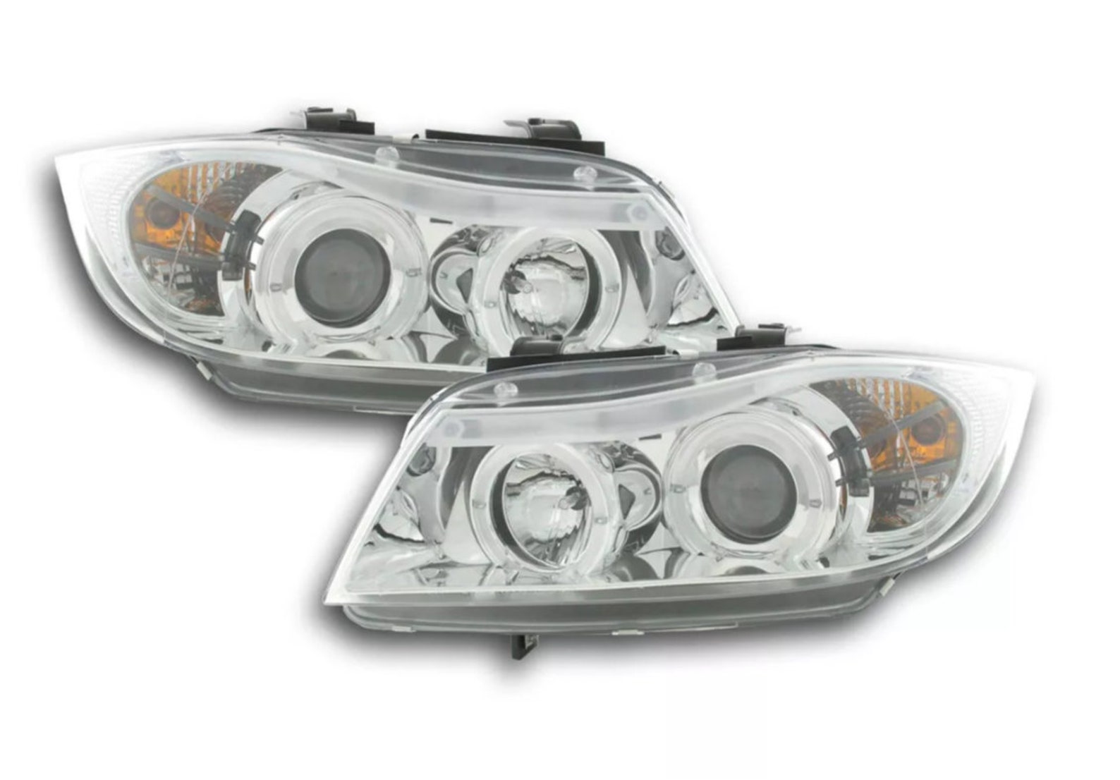 FK LED DRL Halo Ring Projector headlights BMW 3-series Saloon E46 98-01 M3 LHD main image 1