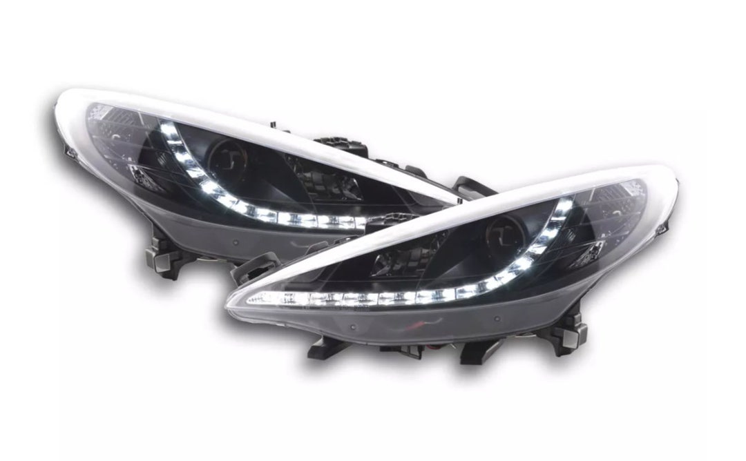 FK Set DRL Lightbar Halo Projector Headlights Peugeot 207 -