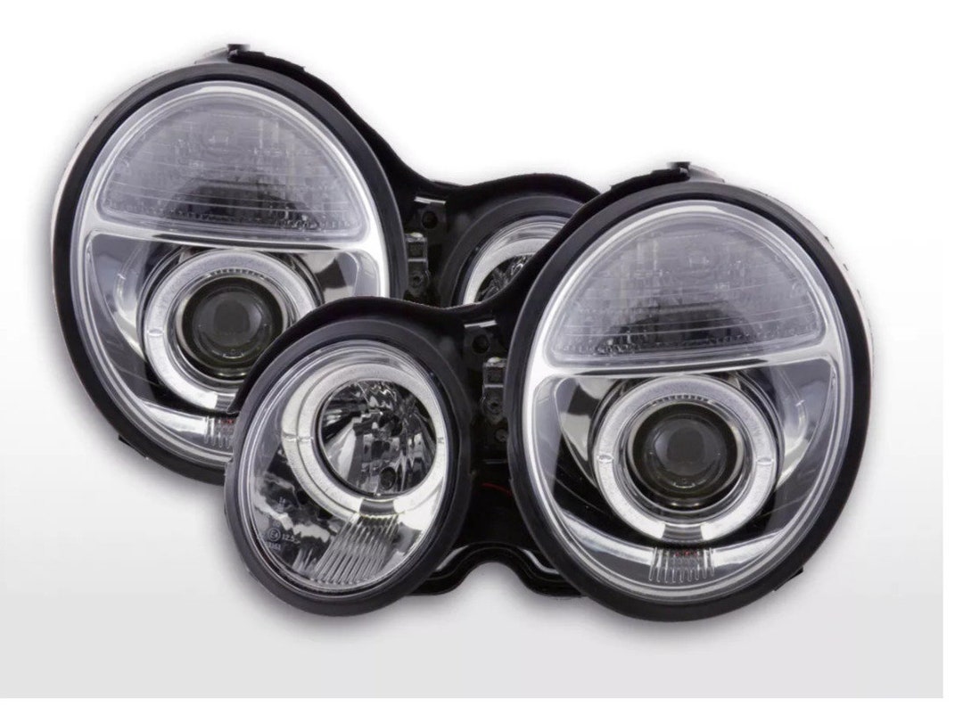 Fk Led Drl Halo Ring Headlights Mercedes Eclass W210 210 Etsy