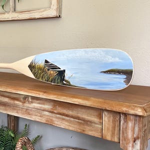 Lake Scene Decorative Canoe Paddle for Wall Decor, Lake House, Cabin
