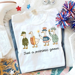 Ganso patriótico PNG / Clipart de ganso tonto del 4 de julio / Diseño de sublimación de ganso de EE. UU. / Descarga digital divertida para el archivo del Día de la Independencia, pat