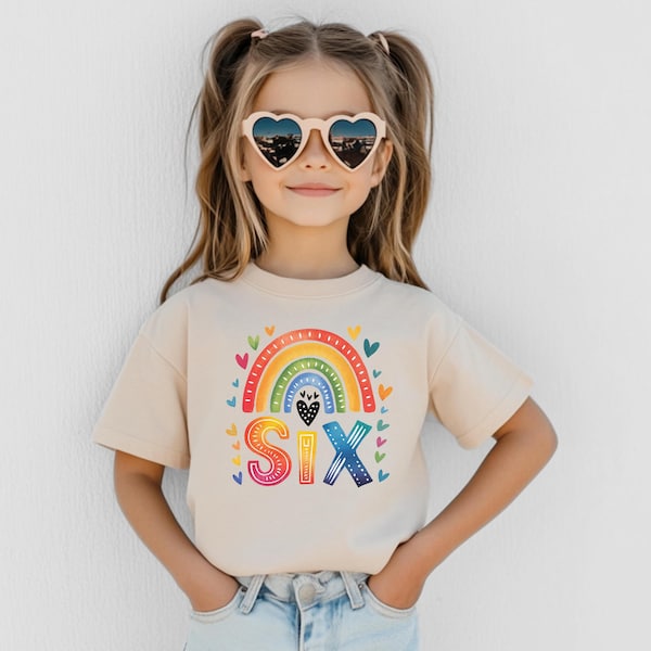 Girl Birthday Shirt I Am Already 6 Years Old Watercolor Rainbow Kids Gift Custom Name T-Shirt Present for Girls Sixth Birthday Girl