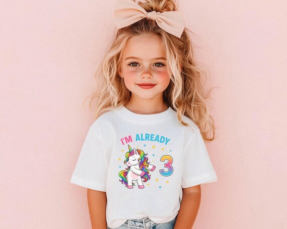 Unicorn Birthday Shirt Girl Age Rainbow Party Tee Gift From