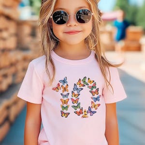 Toddler Girl Birthday Shirt Butterfly 10th Birthday Outfit I Am Already 10 Pink Watercolor Gift Custom Name T-Shirt Present for Girls