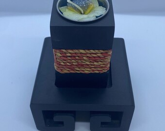 Handmade Wooden Candle holder with carved flower candle