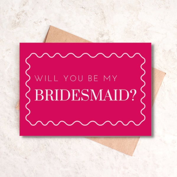 Will you be my bridesmaid? Bright pink Bridesmaid proposal card - Digital download